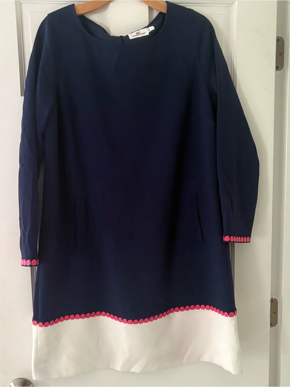 **3 for $20!!** Vineyard Vines Long Sleeve Navy White Dress Pink Embroidery